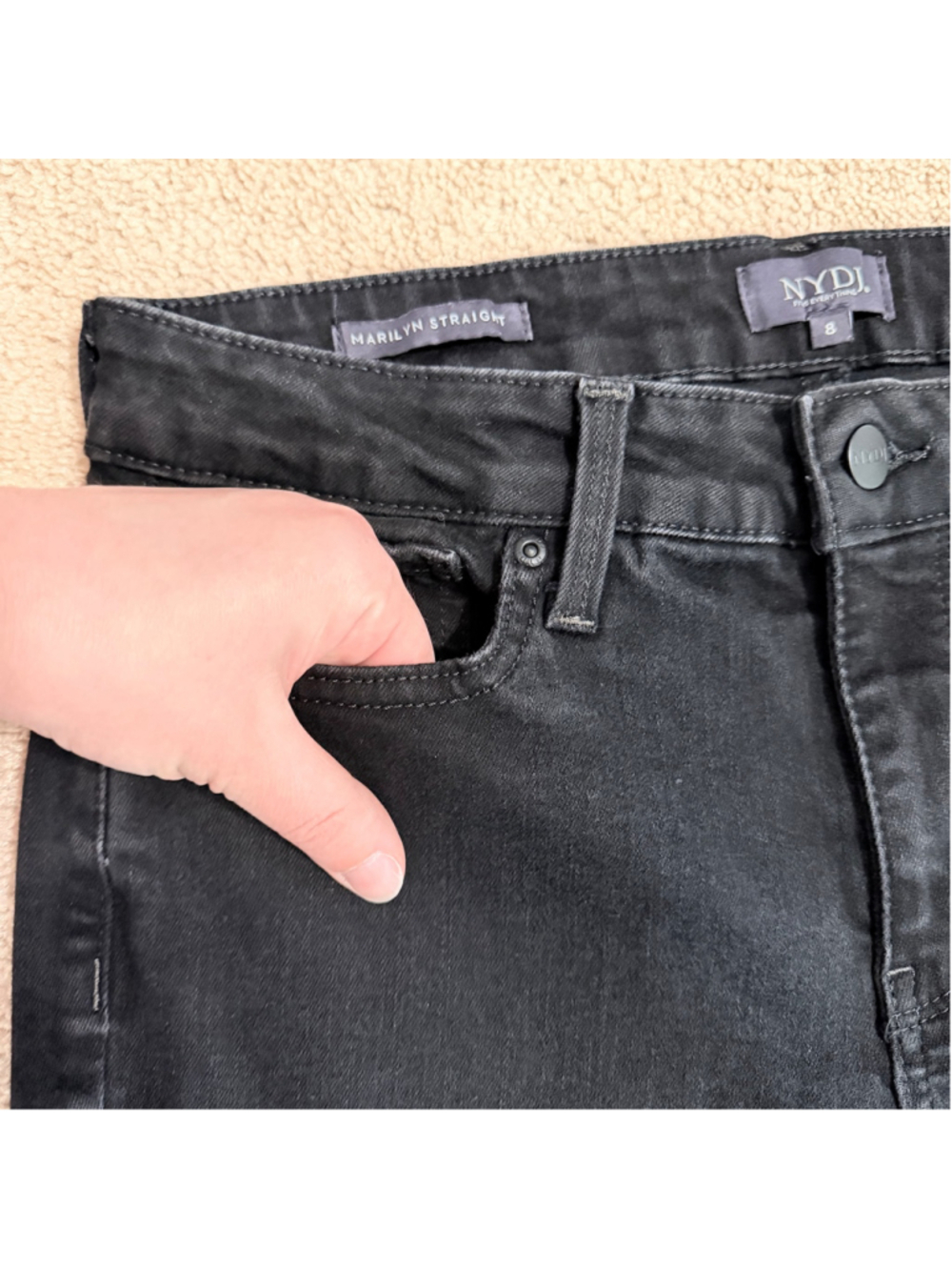 NYDJ Black Marilyn Straight Leg Jeans Women's Size 8 Lift Tuck Technology - Picture 6 of 12